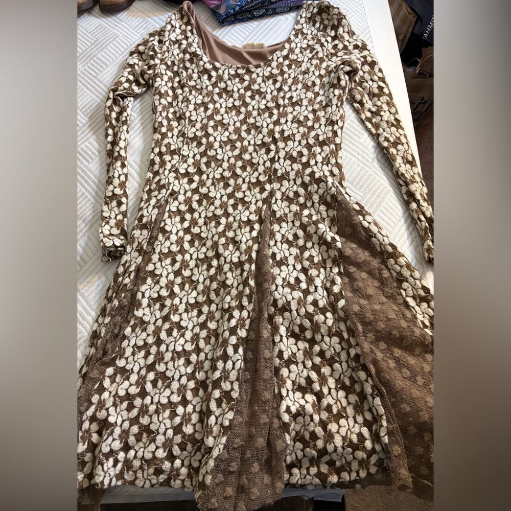 A'Reve Brown and Cream Patterned Top